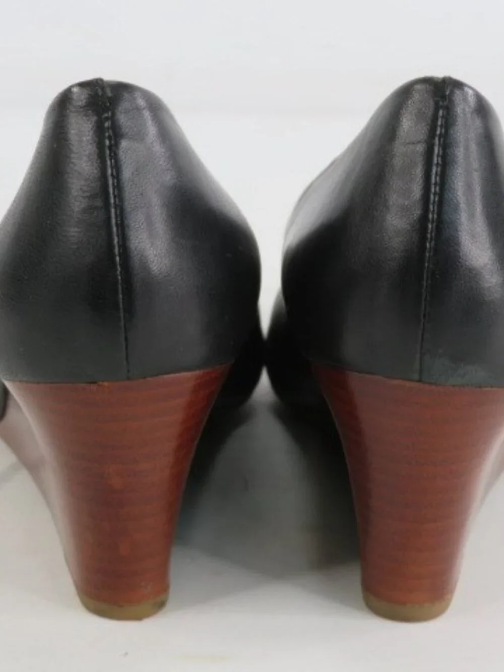 Tory Burch Black Leather Sally Wedge Pumps Size 8.5M